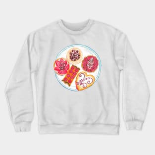 Cakes and Pastries Watercolour | Raspberry Tart | Meringue | Strawberry Tart | Puff Pastry Crewneck Sweatshirt